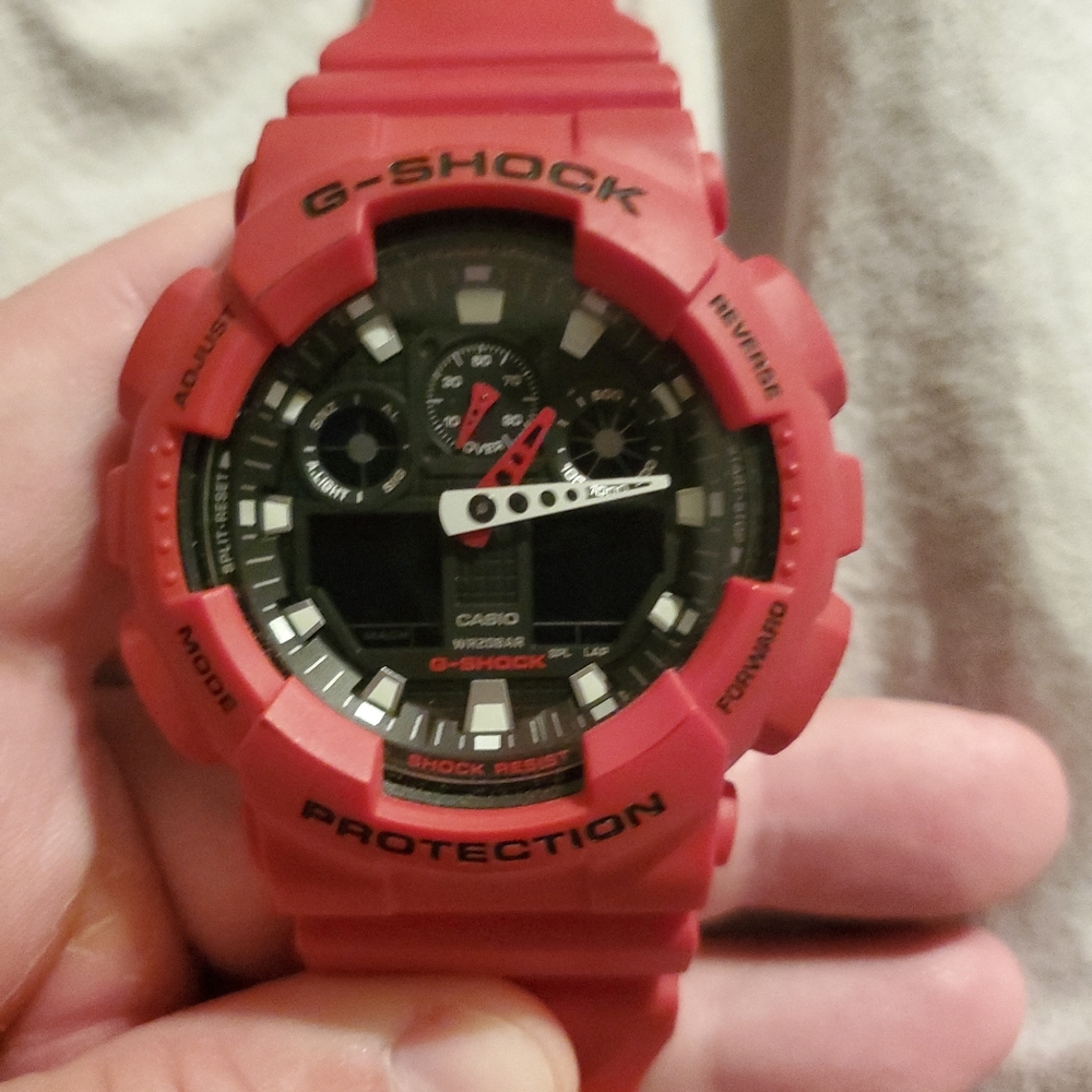 Red Casio watch